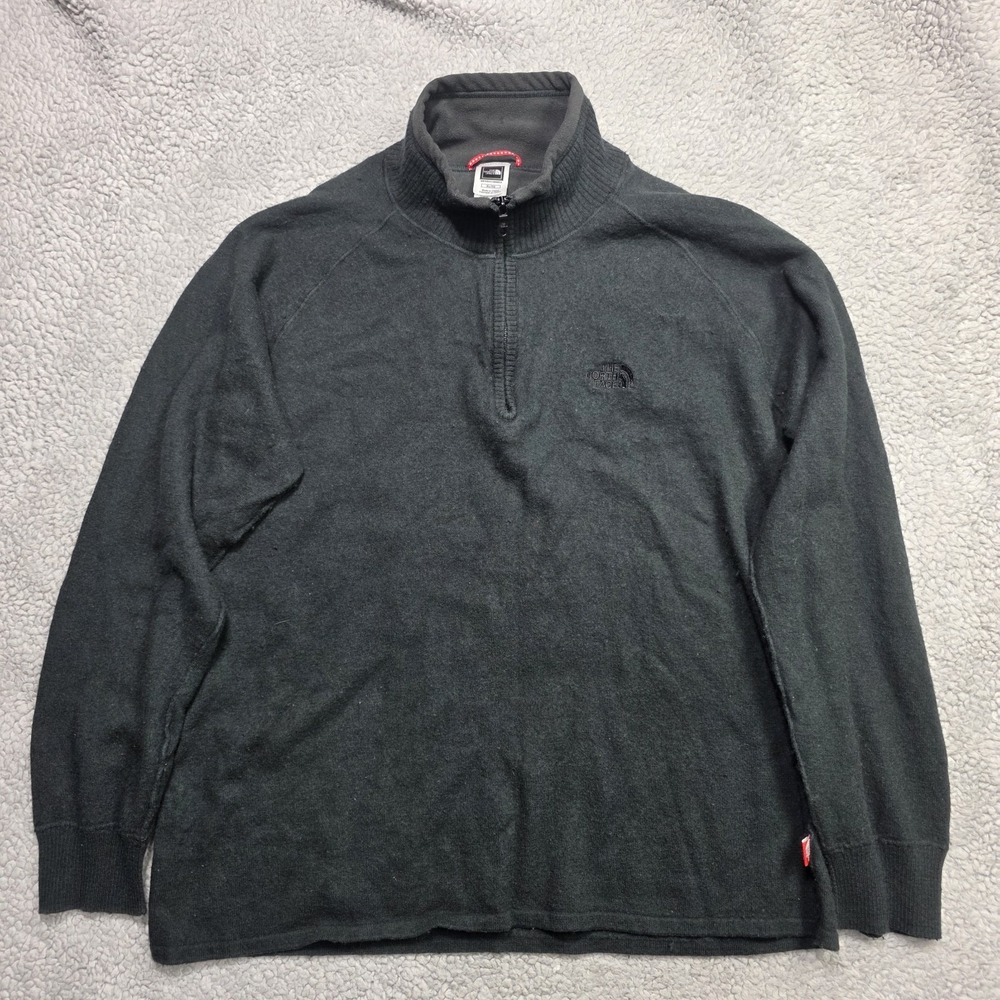 The North Face Sweater Mens Size XLARGE Black 1/4 Zip Mock‎ Neck Wool Blend